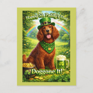 Gelukkige St. Paddy's Dag Schattige Ierse Setter  Briefkaart