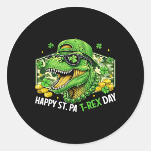 Gelukkige St Pat-rex Dag Dinosaur Camo St Patricks Ronde Sticker