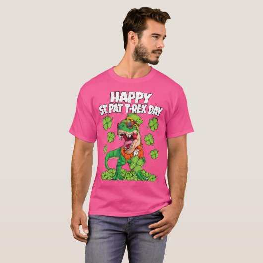 Gelukkige St. Pat T-Rex Dag Dino St. Patricks Dino T-shirt (Voorkant volledig)