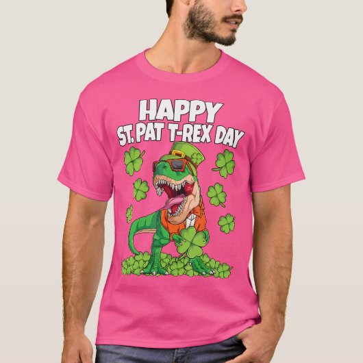 Gelukkige St. Pat T-Rex Dag Dino St. Patricks Dino T-shirt (Voorkant)