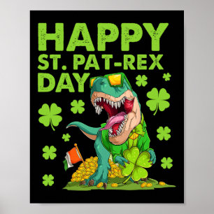 Gelukkige St Pat T-rex Dag Dinosaurus St Patricks  Poster