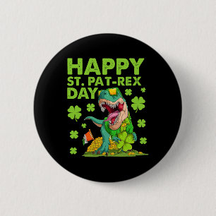 Gelukkige St Pat T-rex Dag Dinosaurus St Patricks  Ronde Button 5,7 Cm