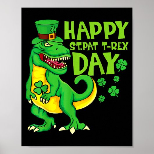 Gelukkige st pat t rex dag st patricksdag dinosaur poster (Voorkant)