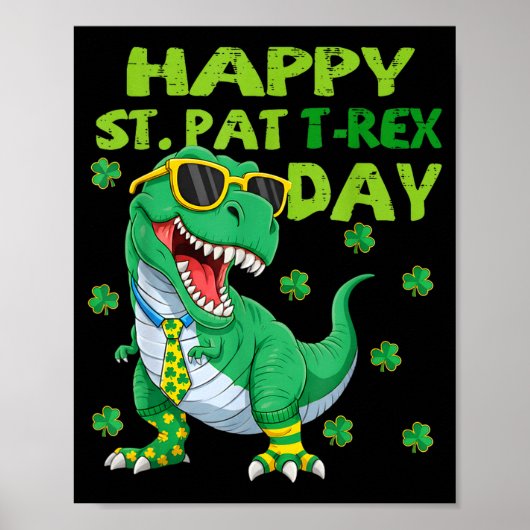 Gelukkige st pat trex dag dino st patricks dag peu poster (Voorkant)