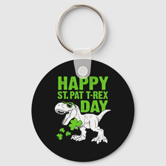 Gelukkige St Pat Trex Dag St Patricks Dinosaur Peu Sleutelhanger (Voorkant)