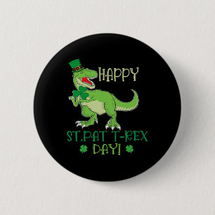 Gelukkige St Patrex Dag Pat T-rex Dino Ierse Pat T Ronde Button 5,7 Cm