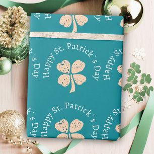 Gelukkige St. Patrick`s Dag Shamrock Clover Cadeaupapier
