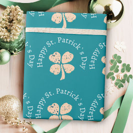Gelukkige St. Patrick`s Dag Shamrock Klaver Cadeaupapier
