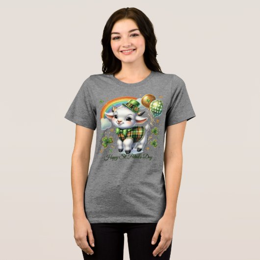 Gelukkige St. Patrick’s Vrouwen Tri-Blend Shirt (Voorkant volledig)