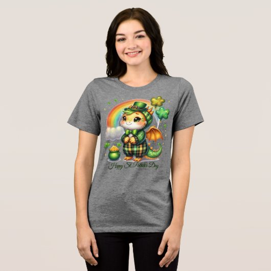 Gelukkige St. Patrick’s Vrouwen Tri-Blend Shirt (Voorkant volledig)