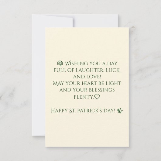 Gelukkige St. Patrick's Dag Aangepaste Naam Klaver Kaart (Achterkant)