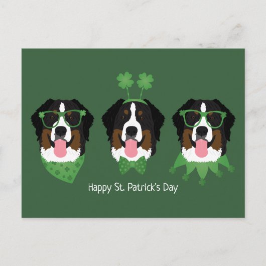 Gelukkige St Patricks Dag Berner Mountain Dogs Briefkaart (Voorkant)