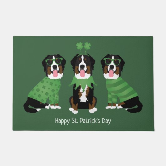 Gelukkige St Patricks Dag Berner Mountain Dogs Deurmat (Voorkant)