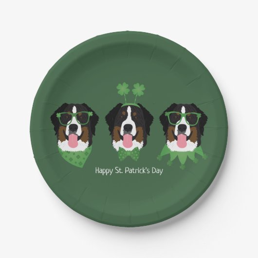 Gelukkige St Patricks Dag Berner Mountain Dogs Papieren Bordje (Voorkant)