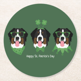 Gelukkige St Patricks Dag Berner Mountain Dogs Ronde Kartonnen Onderzetter