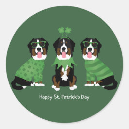 Gelukkige St Patricks Dag Berner Mountain Dogs Ronde Sticker