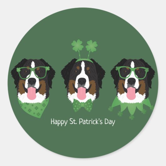 Gelukkige St Patricks Dag Berner Mountain Dogs Ronde Sticker (Voorkant)