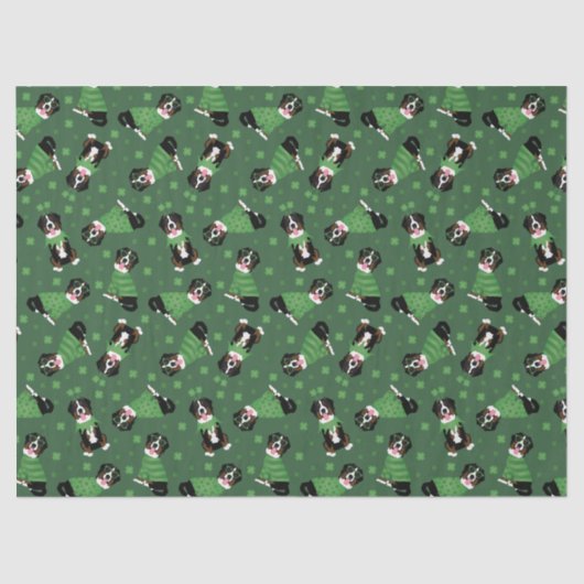 Gelukkige St Patricks Dag Berner Mountain Dogs Tissuepapier (Voorkant)