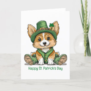 Gelukkige St. Patrick's Dag Corgi Hond Feestdagen Kaart