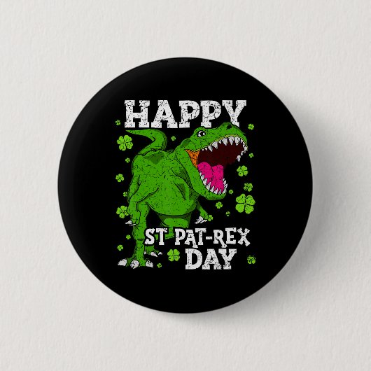 Gelukkige St. Patrick's Dag Dinosaur T-rex Jongens Ronde Button 5,7 Cm (Voorkant)