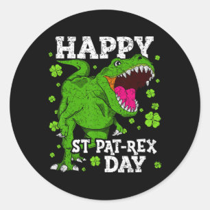 Gelukkige St. Patrick's Dag Dinosaur T-rex Jongens Ronde Sticker