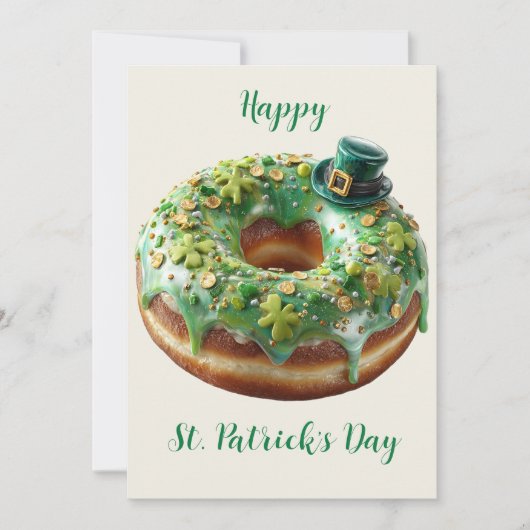 Gelukkige St. Patrick's Dag Donut met Kabouterhoed Kaart (Voorkant)
