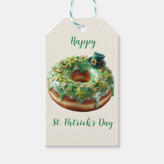 Gelukkige St. Patrick's Dag Donut met Leprechaun H Cadeaulabel (Voorkant)