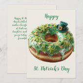 Gelukkige St. Patrick's Dag Donut met Leprechaun H Kaart (Voorkant / Achterkant)
