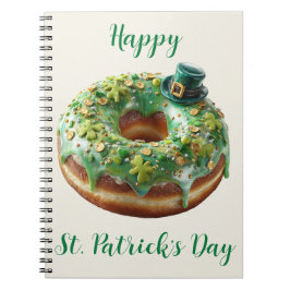 Gelukkige St. Patrick's Dag Donut met Leprechaun H Notitieboek