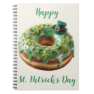 Gelukkige St. Patrick's Dag Donut met Leprechaun H Notitieboek