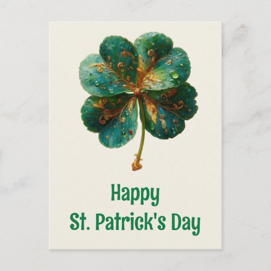 Gelukkige St. Patrick's Dag Elegante Klaver Briefkaart (Voorkant)