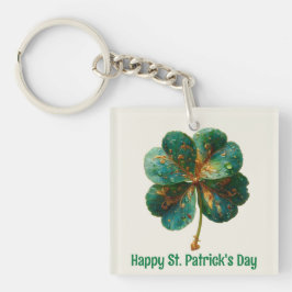 Gelukkige St. Patrick's Dag Elegante Klaver Sleutelhanger