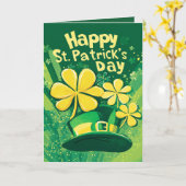 Gelukkige St. Patrick's Dag en kabouterhoed Kaart (Gele Bloem)