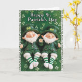 Gelukkige St. Patrick's Dag en twee kabouters Kaart (Gele Bloem)