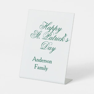 Gelukkige St. Patrick's dag familienaam groen mini Reclamebord Met Voetstuk