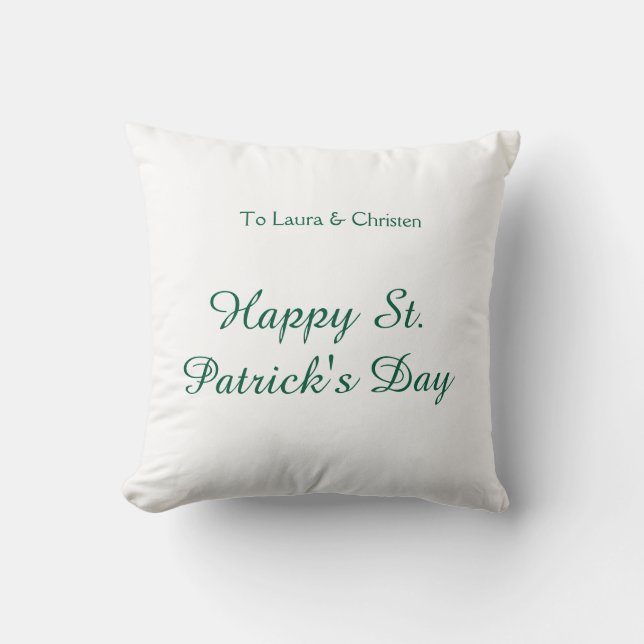 Gelukkige St. Patrick's dag groene naam datum eenv Kussen (Voorkant)