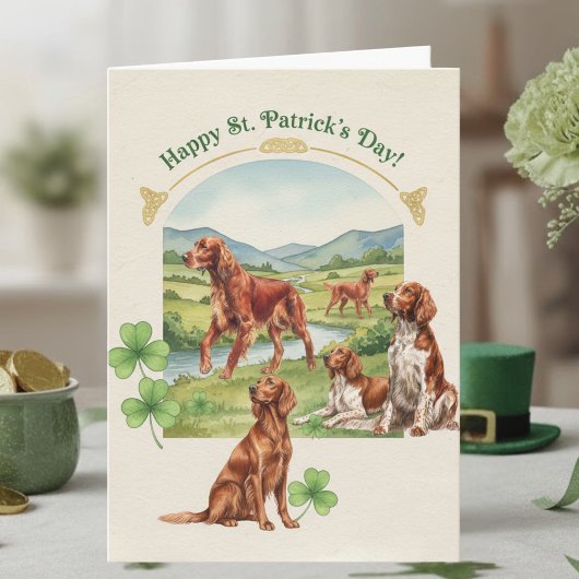 Gelukkige St. Patrick's Dag Ierse Setter Hond Kaar Kaart