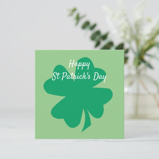 Gelukkige St. Patrick's Dag Ierse Shamrock Blad Cu Kaart (Staand voorkant)