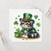 Gelukkige St. Patrick's dag kat Kaart (Voorkant / Achterkant in situ)