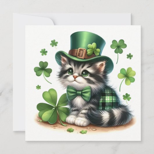 Gelukkige St. Patrick's dag kat Kaart (Voorkant)