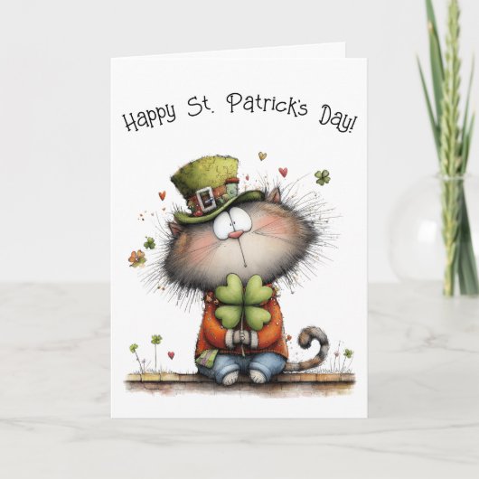 Gelukkige St. Patrick's Dag Kat - Kitty Groeten Kaart (Voorkant)