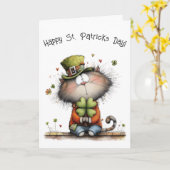 Gelukkige St. Patrick's Dag Kat - Kitty Groeten Kaart (Gele Bloem)