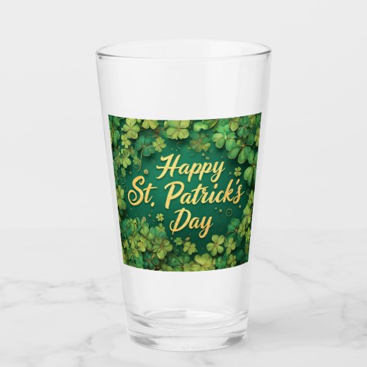 Gelukkige St. Patrick's Dag Klaverdag Ontwerp Glas (Voorkant)