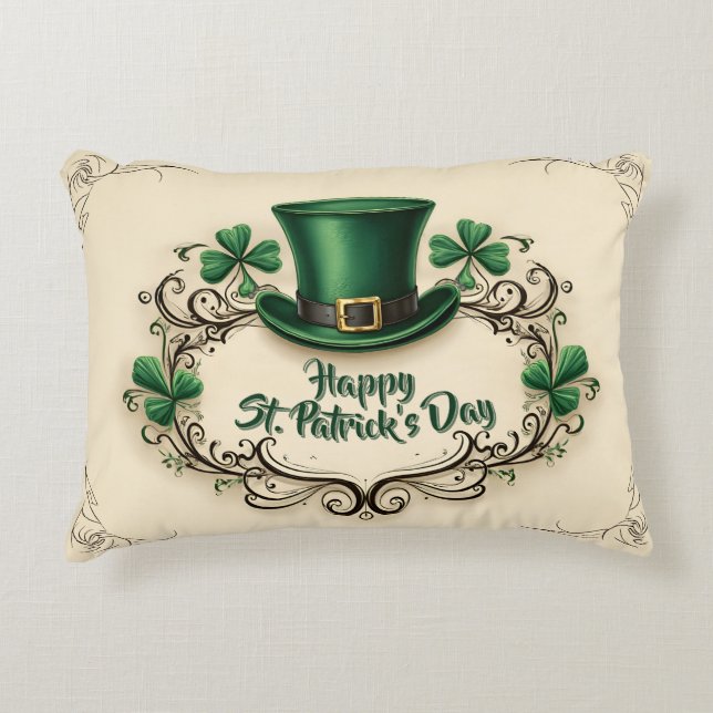 Gelukkige St. Patrick's Dag Klaverontwerp Accent Kussen (Voorkant)