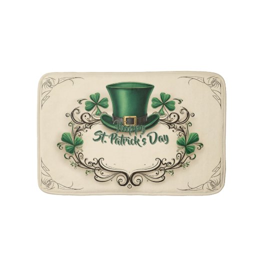 Gelukkige St. Patrick's Dag Klaverontwerp Badmat (Voorkant)
