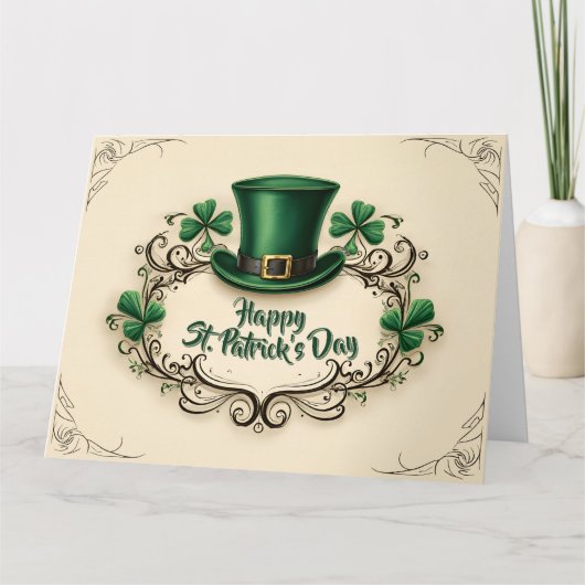 Gelukkige St. Patrick's Dag Klaverontwerp Kaart (Voorkant)