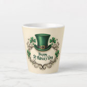 Gelukkige St. Patrick's Dag Klaverontwerp Latte Mok (Voorkant)