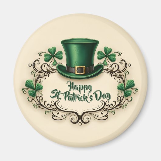 Gelukkige St. Patrick's Dag Klaverontwerp Magneet (Voorkant)