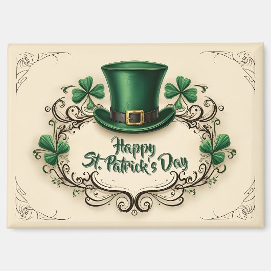 Gelukkige St. Patrick's Dag Klaverontwerp Magneet (Voorkant)