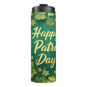 Gelukkige St. Patrick's Dag Klaverontwerp Thermosbeker